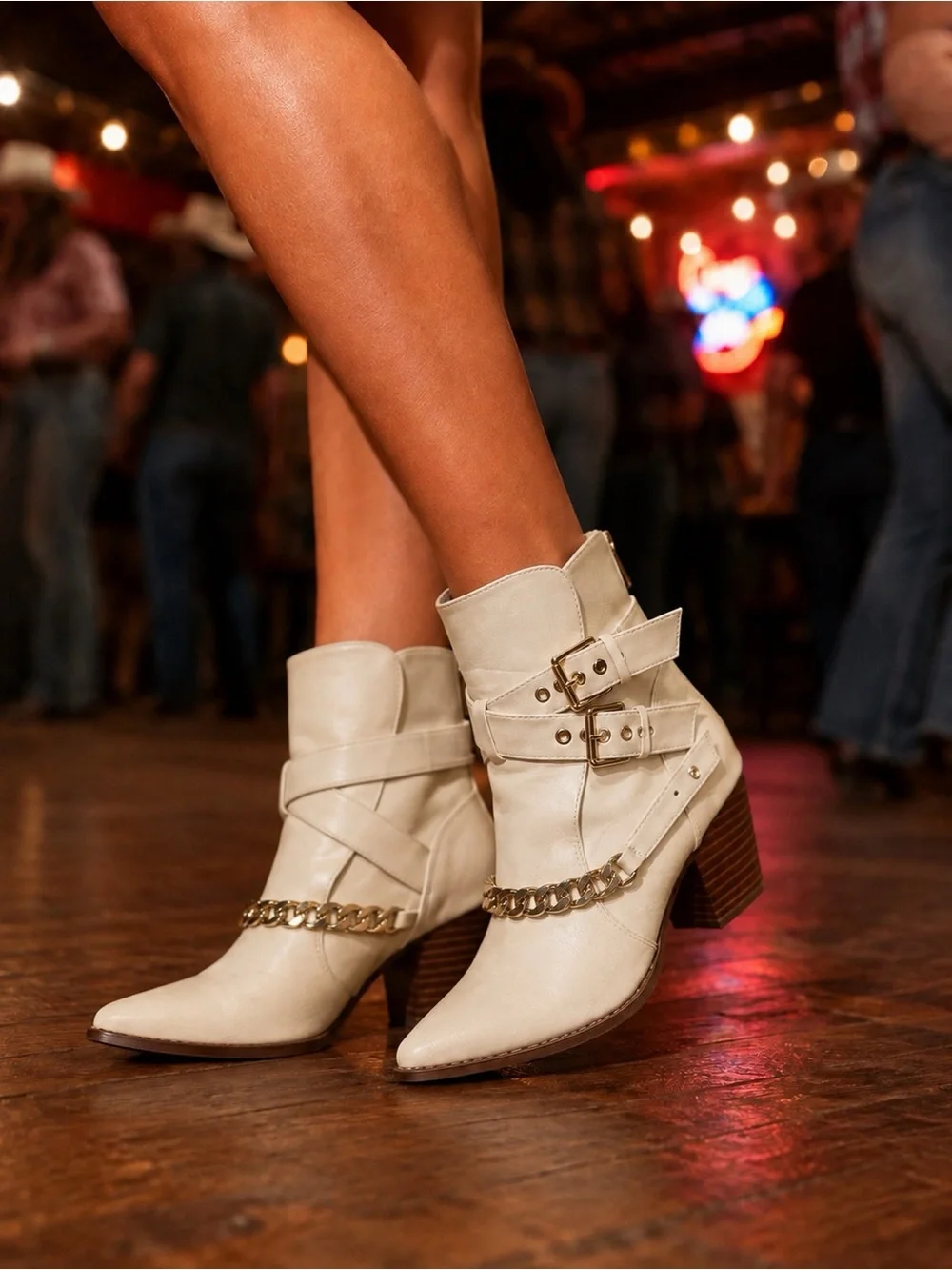 Coconuts by Matisse Jill Ivory Western Strappy Ankle Boots Women’s Size 6M